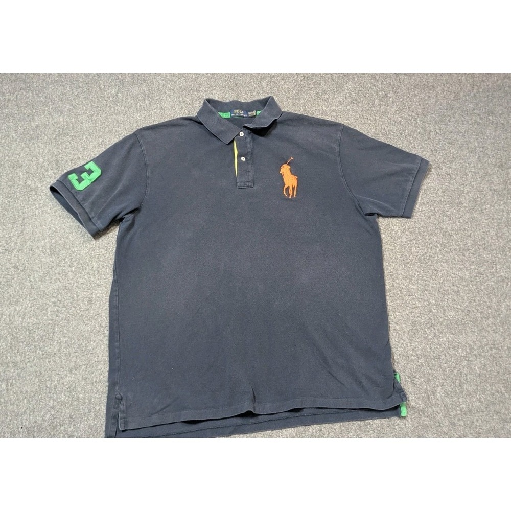 Polo Ralph Lauren Shirt Men's 2XLT Tall Blue Rugby Pony Equestrian Old Money
